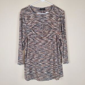 Lane Bryant Brown Marled Cutout Long Sleeve Blouse Size 18/20